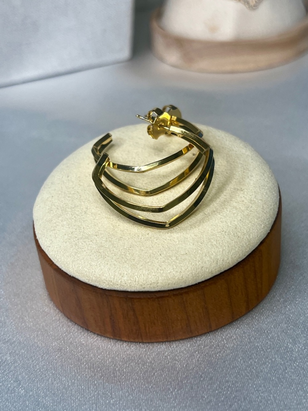 18k Gold Multi-Row Chevron Hoop Earrings - Women's Jewelry